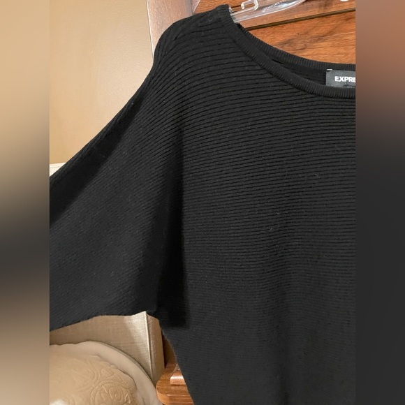 Express Black Ribbed Boatneck Dolman sleeve Sweater - Picture 3 of 4